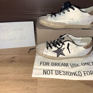 Golden Goose Sneakers with Black Star and Glitter Accents